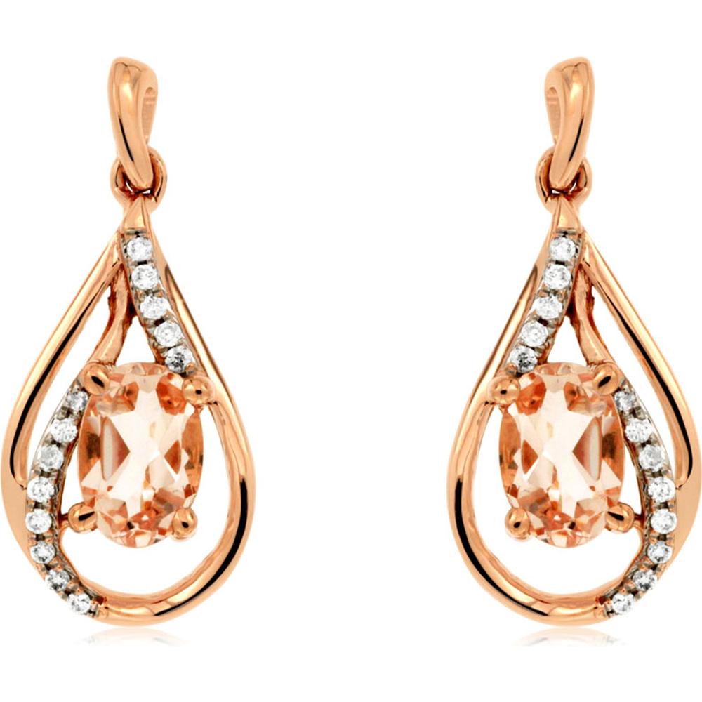 Enchanting Royal 14K Rose Gold Morganite & Diamond Earrings - 0.80 Carat Morganite, 0.10 Carat Diamond Total