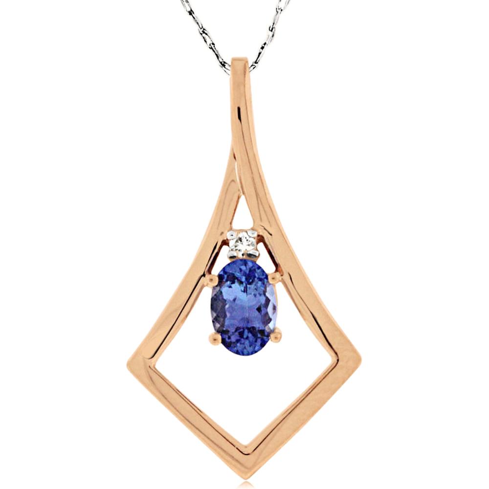 Enchanting Royal 14K Rose Gold Tanzanite & Diamond Pendant - 0.50 Carat Oval Center Stone