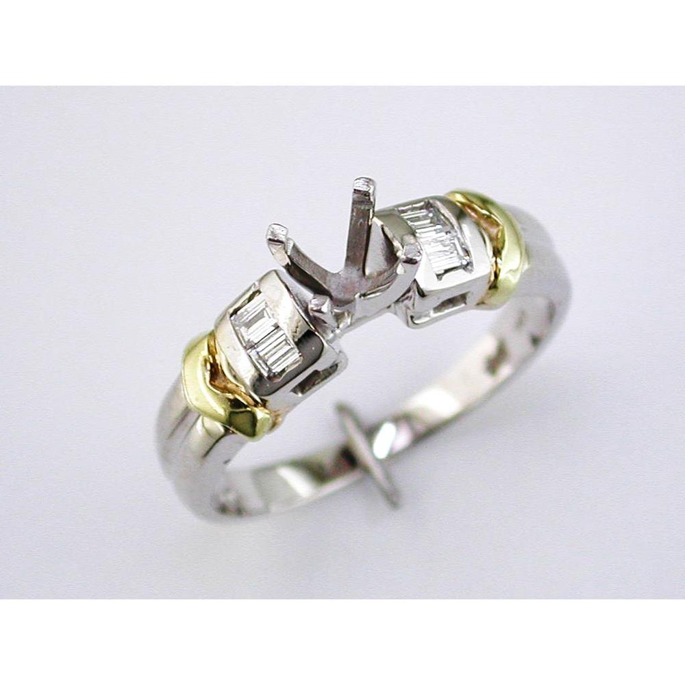 Enchanting Royal 14K White Gold Baguette Diamond Semi-Mount Earrings