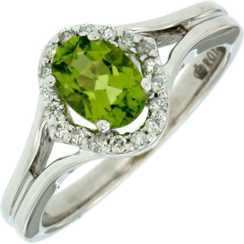Enchanting Royal 14K White Gold Peridot & Diamond Ring
