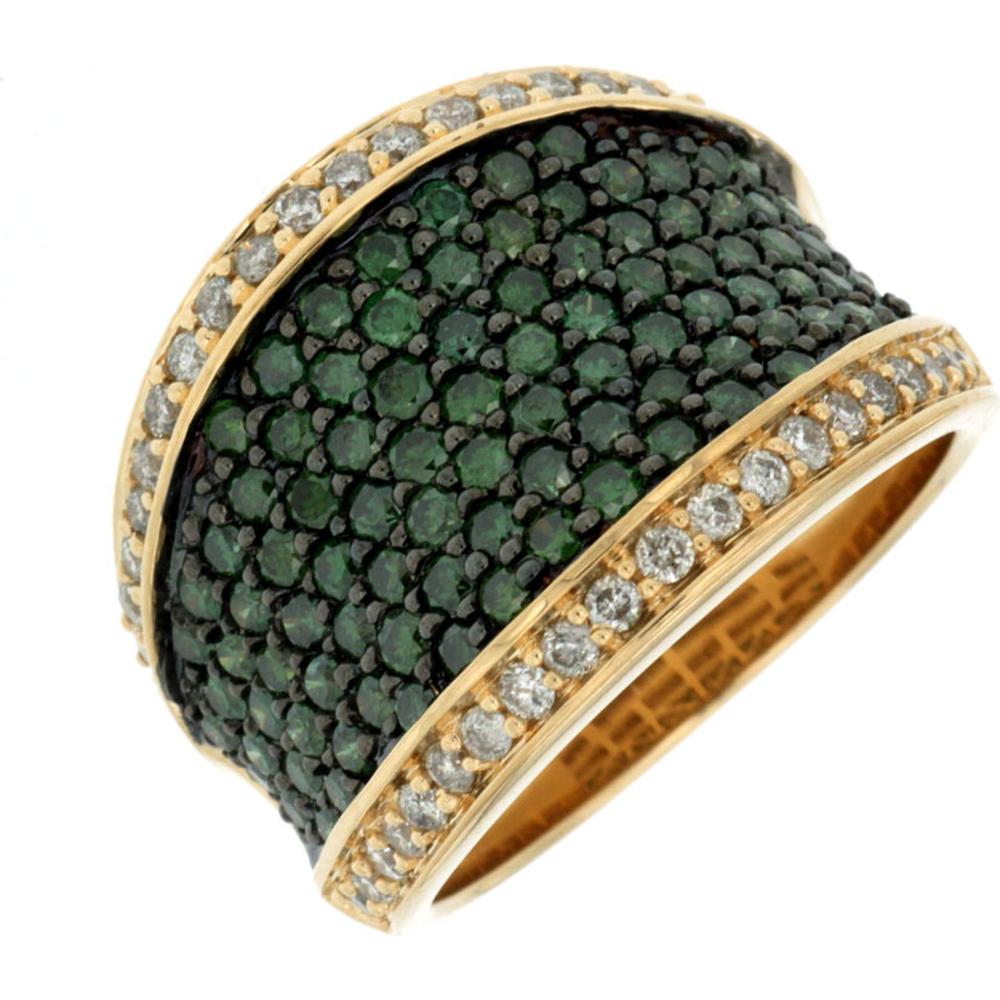 Energizing 14K Yellow Gold White & Green Diamond Ring