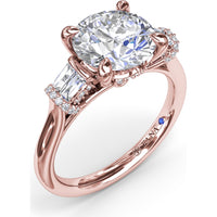 Engagement Ring Setting with Bar Set Tapered Baguette Diamonds and Pavé Wrap Detail by Fana - 0.29 Carat Total Diamond Weight