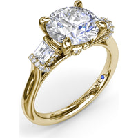Engagement Ring Setting with Bar Set Tapered Baguette Diamonds and Pavé Wrap Detail by Fana - 0.29 Carat Total Diamond Weight