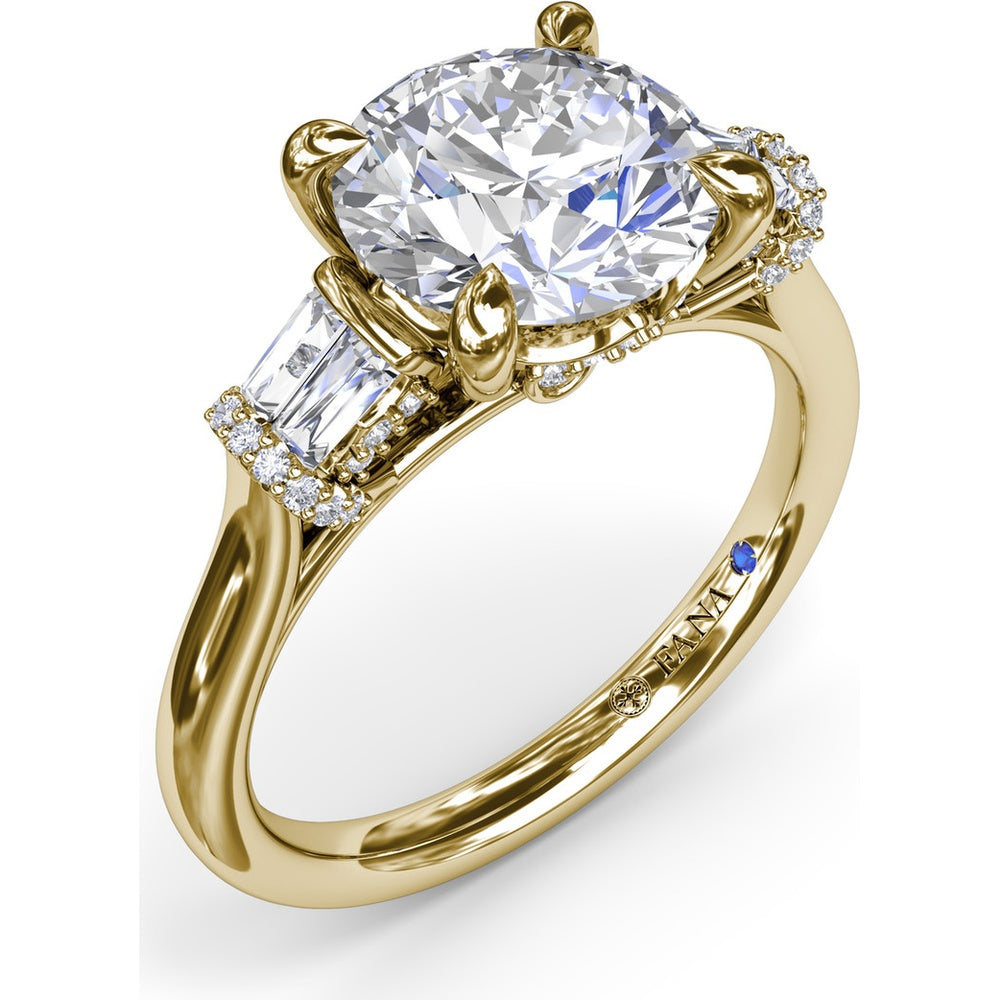 Engagement Ring Setting with Bar Set Tapered Baguette Diamonds and Pavé Wrap Detail by Fana - 0.29 Carat Total Diamond Weight