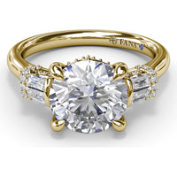 Engagement Ring Setting with Bar Set Tapered Baguette Diamonds and Pavé Wrap Detail by Fana - 0.29 Carat Total Diamond Weight