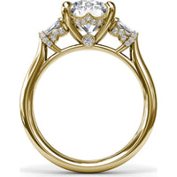 Engagement Ring Setting with Bar Set Tapered Baguette Diamonds and Pavé Wrap Detail by Fana - 0.29 Carat Total Diamond Weight