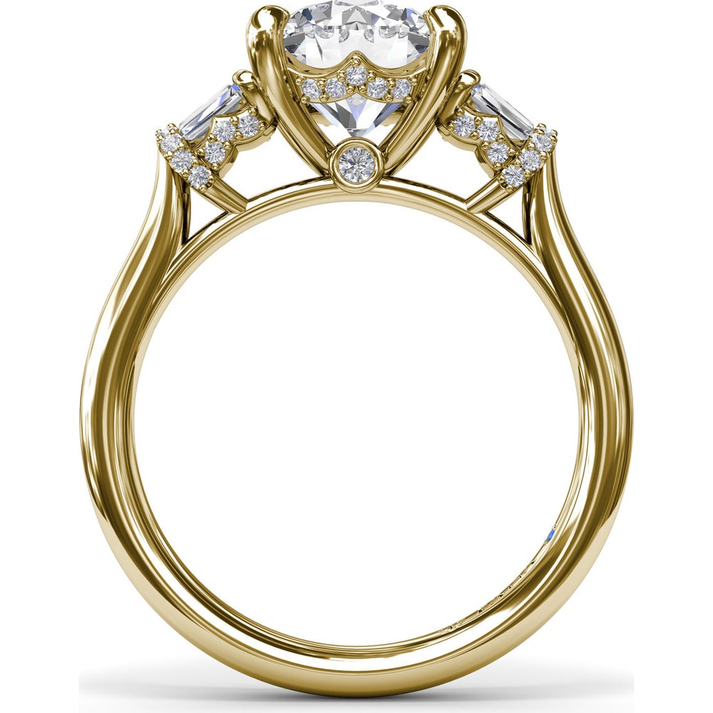 Engagement Ring Setting with Bar Set Tapered Baguette Diamonds and Pavé Wrap Detail by Fana - 0.29 Carat Total Diamond Weight