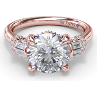 Engagement Ring Setting with Bar Set Tapered Baguette Diamonds and Pavé Wrap Detail by Fana - 0.29 Carat Total Diamond Weight