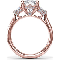 Engagement Ring Setting with Bar Set Tapered Baguette Diamonds and Pavé Wrap Detail by Fana - 0.29 Carat Total Diamond Weight