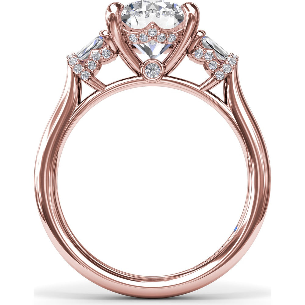 Engagement Ring Setting with Bar Set Tapered Baguette Diamonds and Pavé Wrap Detail by Fana - 0.29 Carat Total Diamond Weight