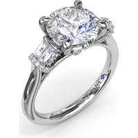 Engagement Ring Setting with Bar Set Tapered Baguette Diamonds and Pavé Wrap Detail by Fana - 0.29 Carat Total Diamond Weight