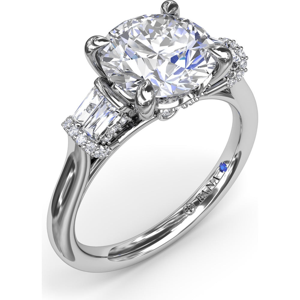Engagement Ring Setting with Bar Set Tapered Baguette Diamonds and Pavé Wrap Detail by Fana - 0.29 Carat Total Diamond Weight
