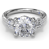 Engagement Ring Setting with Bar Set Tapered Baguette Diamonds and Pavé Wrap Detail by Fana - 0.29 Carat Total Diamond Weight