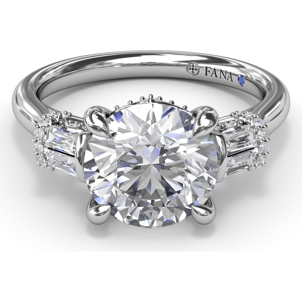 Engagement Ring Setting with Bar Set Tapered Baguette Diamonds and Pavé Wrap Detail by Fana - 0.29 Carat Total Diamond Weight