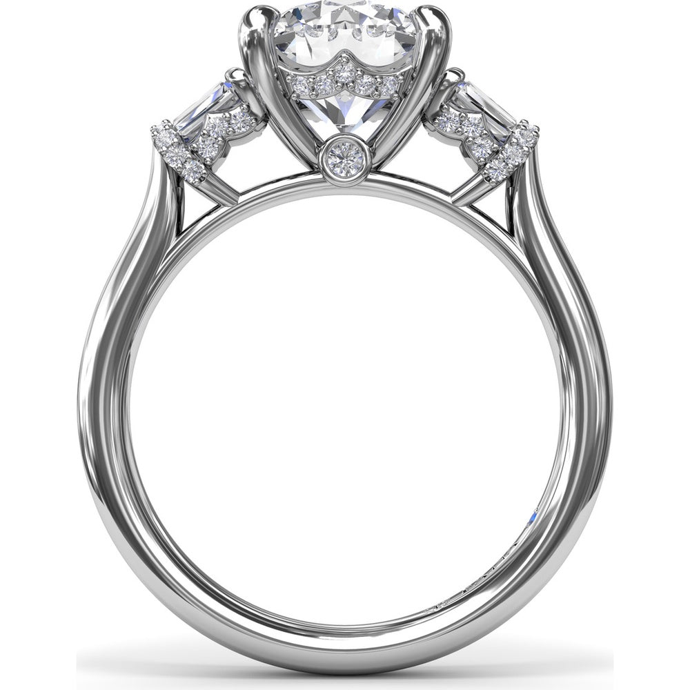 Engagement Ring Setting with Bar Set Tapered Baguette Diamonds and Pavé Wrap Detail by Fana - 0.29 Carat Total Diamond Weight