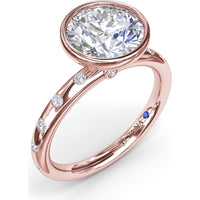 Engagement Ring Setting with Bezel Set Round Center and Flush Set Diamond Band by Fana - 0.27 Carat Total Diamond Weight