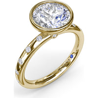 Engagement Ring Setting with Bezel Set Round Center and Flush Set Diamond Band by Fana - 0.27 Carat Total Diamond Weight