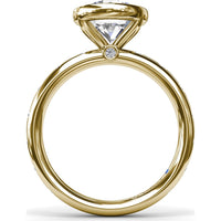Engagement Ring Setting with Bezel Set Round Center and Flush Set Diamond Band by Fana - 0.27 Carat Total Diamond Weight