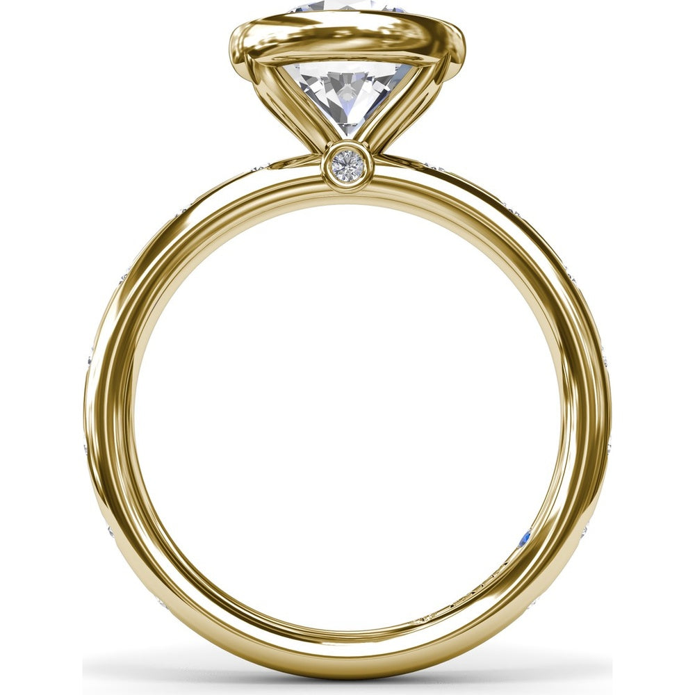 Engagement Ring Setting with Bezel Set Round Center and Flush Set Diamond Band by Fana - 0.27 Carat Total Diamond Weight