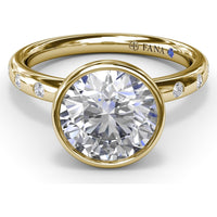 Engagement Ring Setting with Bezel Set Round Center and Flush Set Diamond Band by Fana - 0.27 Carat Total Diamond Weight
