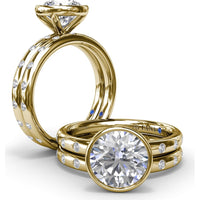 Engagement Ring Setting with Bezel Set Round Center and Flush Set Diamond Band by Fana - 0.27 Carat Total Diamond Weight