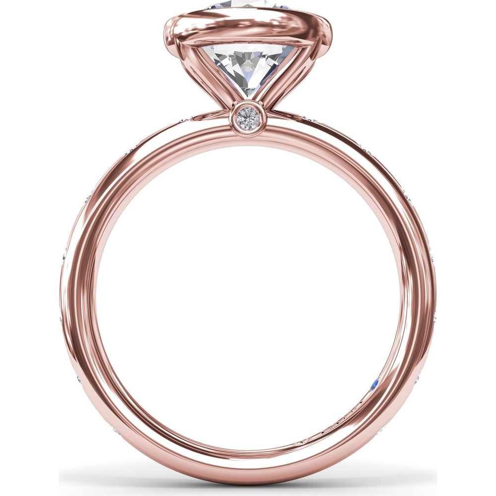 Engagement Ring Setting with Bezel Set Round Center and Flush Set Diamond Band by Fana - 0.27 Carat Total Diamond Weight