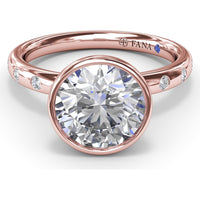 Engagement Ring Setting with Bezel Set Round Center and Flush Set Diamond Band by Fana - 0.27 Carat Total Diamond Weight