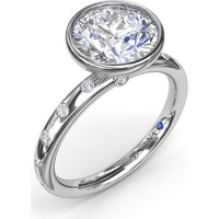 Engagement Ring Setting with Bezel Set Round Center and Flush Set Diamond Band by Fana - 0.27 Carat Total Diamond Weight