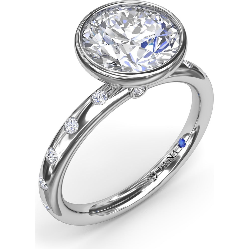 Engagement Ring Setting with Bezel Set Round Center and Flush Set Diamond Band by Fana - 0.27 Carat Total Diamond Weight
