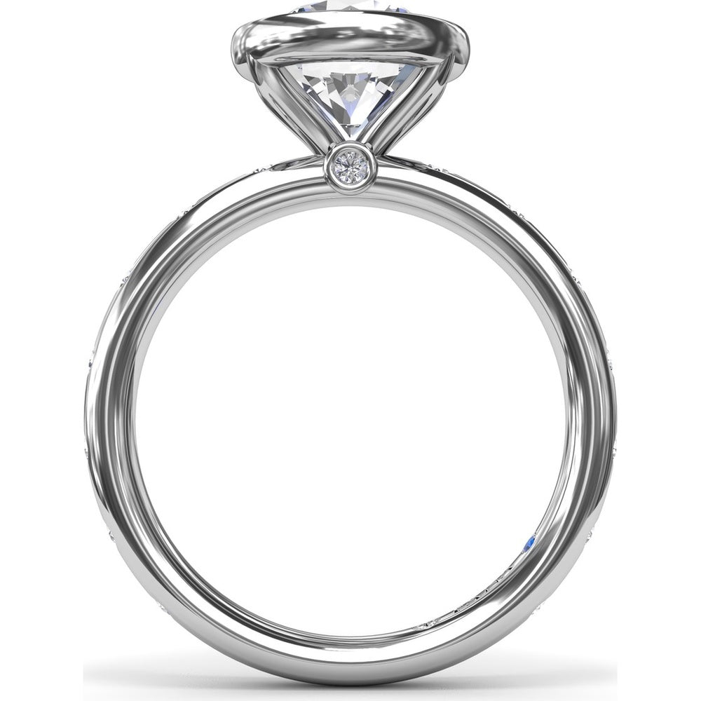 Engagement Ring Setting with Bezel Set Round Center and Flush Set Diamond Band by Fana - 0.27 Carat Total Diamond Weight
