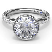 Engagement Ring Setting with Bezel Set Round Center and Flush Set Diamond Band by Fana - 0.27 Carat Total Diamond Weight