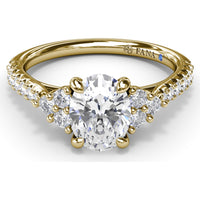 Engagement Ring Setting with Clustered Side Stones and Pavé Band - 0.37 Carat Total Side Diamond Weight by Fana