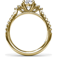 Engagement Ring Setting with Clustered Side Stones and Pavé Band - 0.37 Carat Total Side Diamond Weight by Fana
