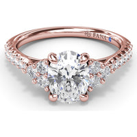 Engagement Ring Setting with Clustered Side Stones and Pavé Band - 0.37 Carat Total Side Diamond Weight by Fana