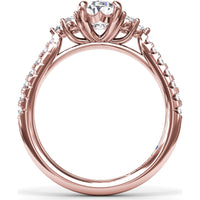 Engagement Ring Setting with Clustered Side Stones and Pavé Band - 0.37 Carat Total Side Diamond Weight by Fana