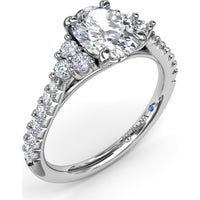Engagement Ring Setting with Clustered Side Stones and Pavé Band - 0.37 Carat Total Side Diamond Weight by Fana