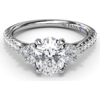 Engagement Ring Setting with Clustered Side Stones and Pavé Band - 0.37 Carat Total Side Diamond Weight by Fana
