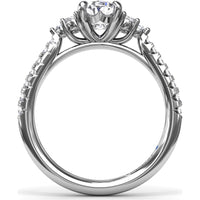 Engagement Ring Setting with Clustered Side Stones and Pavé Band - 0.37 Carat Total Side Diamond Weight by Fana