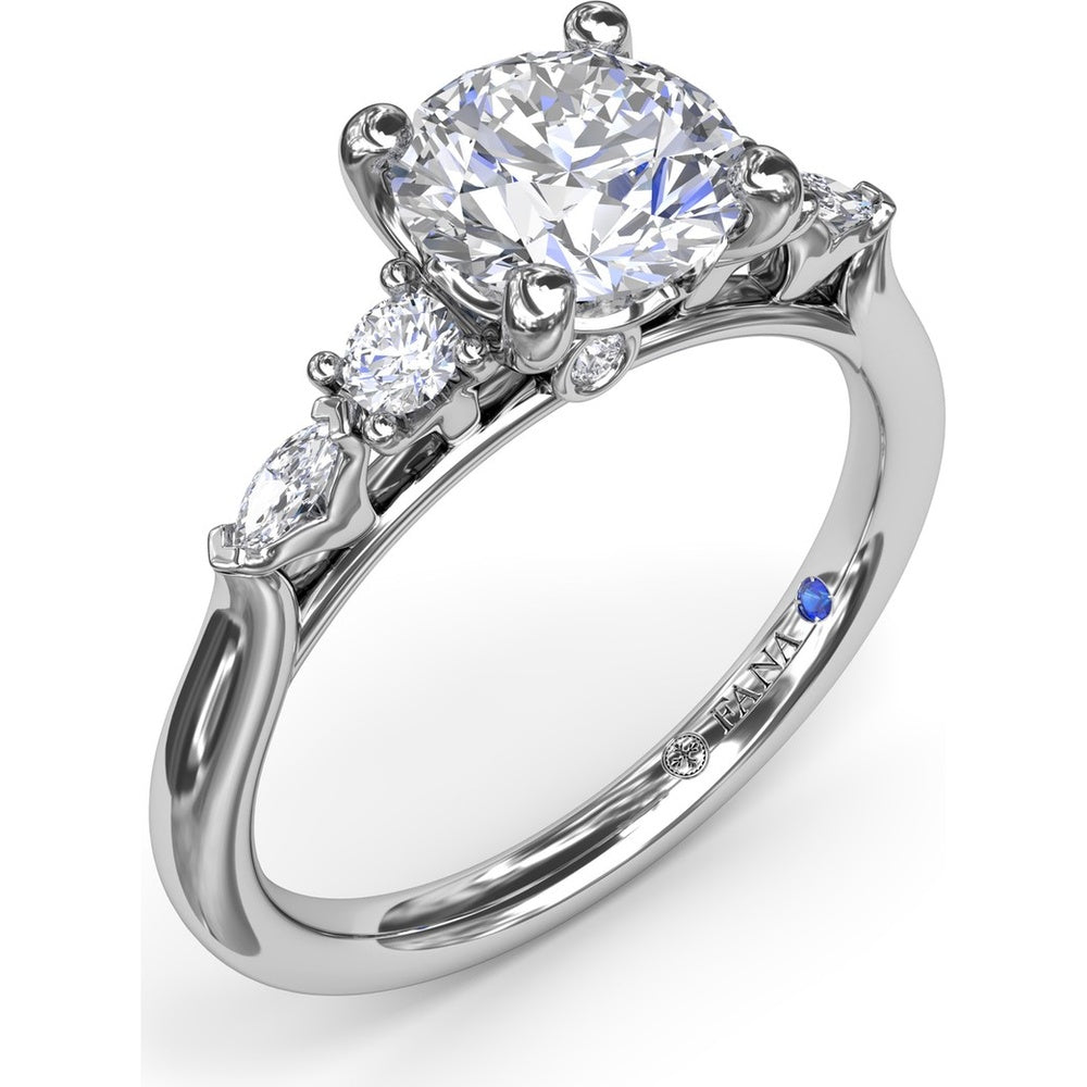 Engagement Ring Setting with Cushion Cut Center and Marquise Diamond Accents by Fana