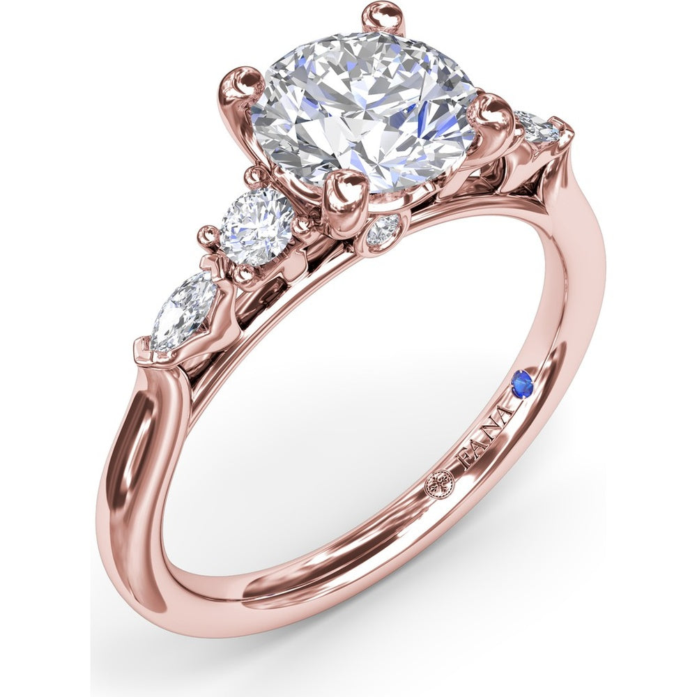 Engagement Ring Setting with Cushion Cut Center and Marquise Diamond Accents by Fana
