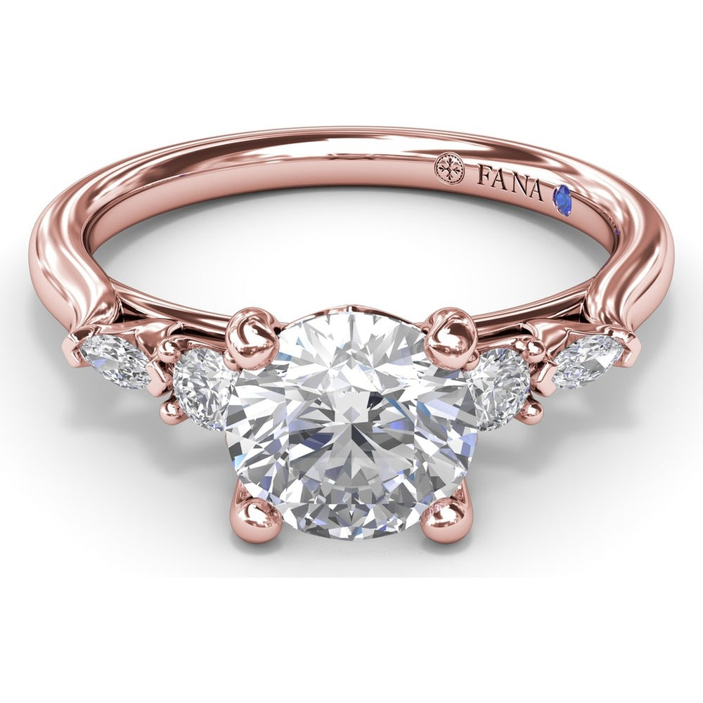 Engagement Ring Setting with Cushion Cut Center and Marquise Diamond Accents by Fana