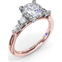 Engagement Ring Setting with Cushion Cut Center and Marquise Diamond Accents by Fana