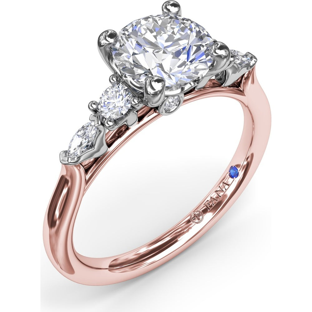 Engagement Ring Setting with Cushion Cut Center and Marquise Diamond Accents by Fana