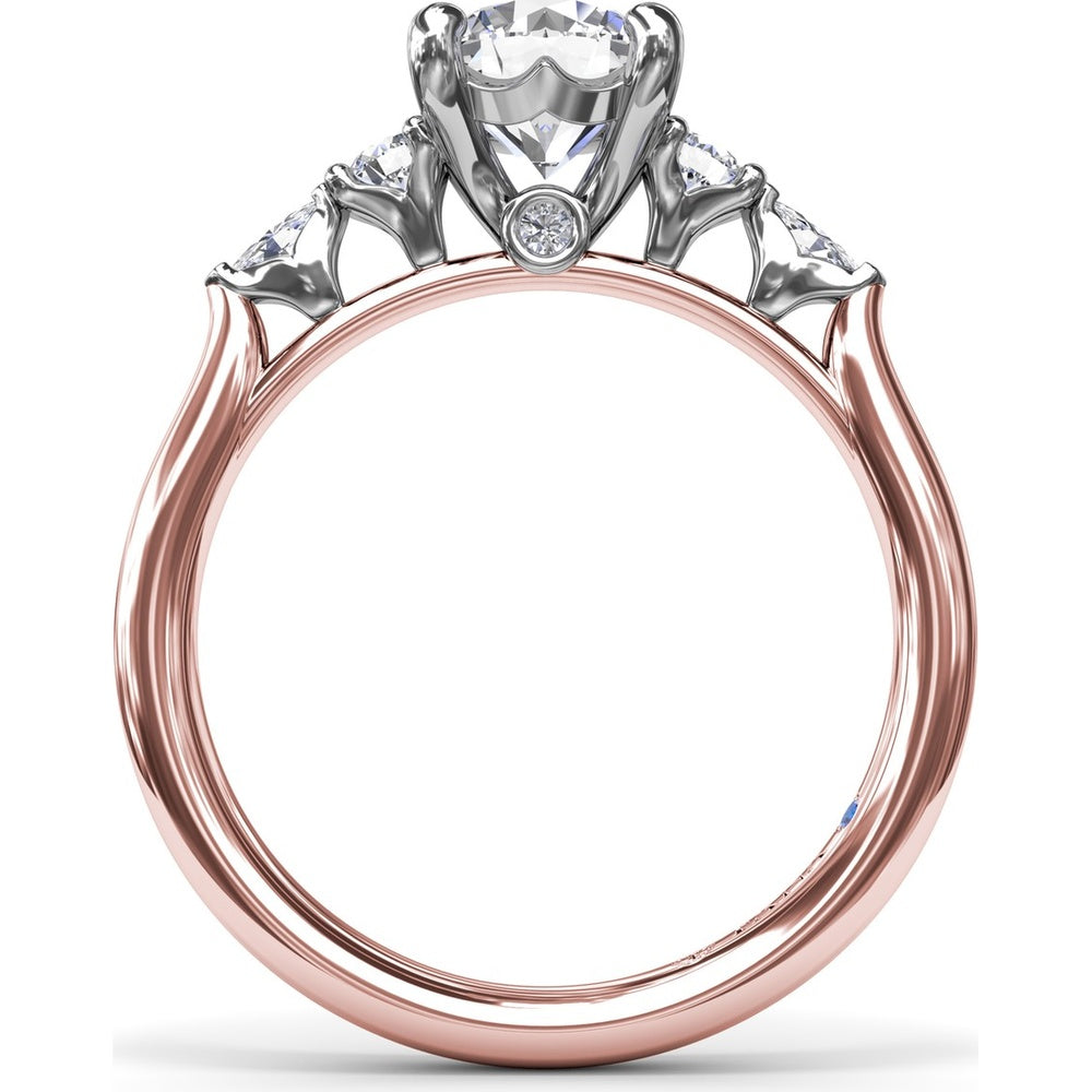 Engagement Ring Setting with Cushion Cut Center and Marquise Diamond Accents by Fana