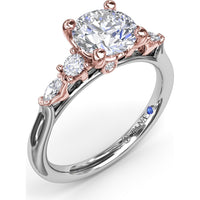 Engagement Ring Setting with Cushion Cut Center and Marquise Diamond Accents by Fana