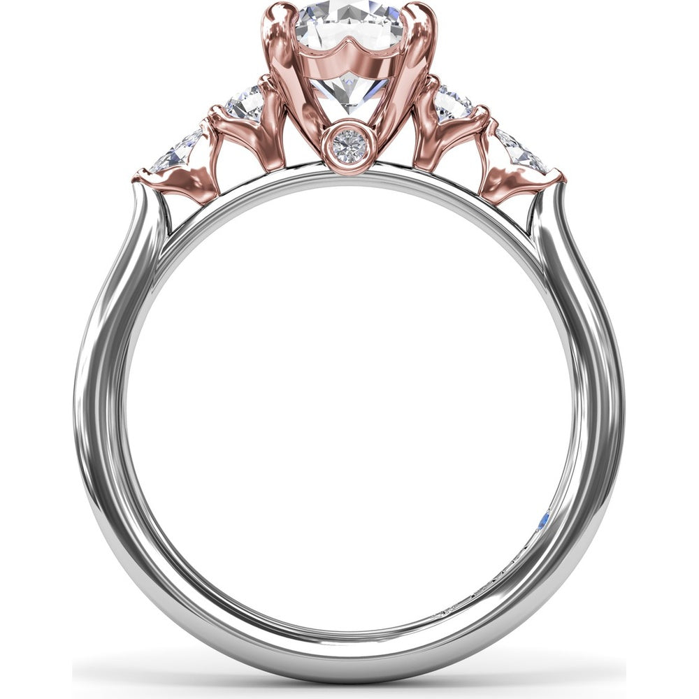 Engagement Ring Setting with Cushion Cut Center and Marquise Diamond Accents by Fana