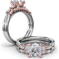 Engagement Ring Setting with Cushion Cut Center and Marquise Diamond Accents by Fana