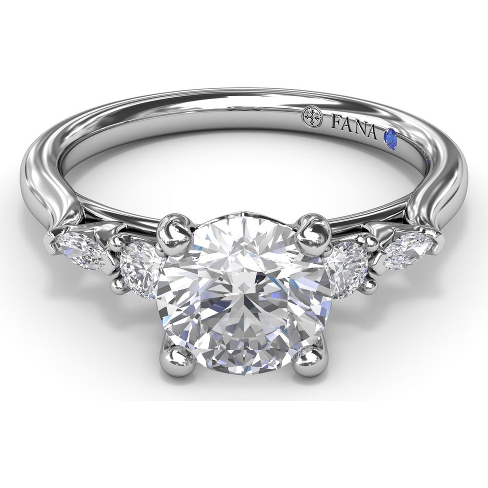 Engagement Ring Setting with Cushion Cut Center and Marquise Diamond Accents by Fana