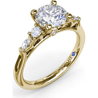 Engagement Ring Setting with Cushion Cut Center and Marquise Diamond Accents by Fana