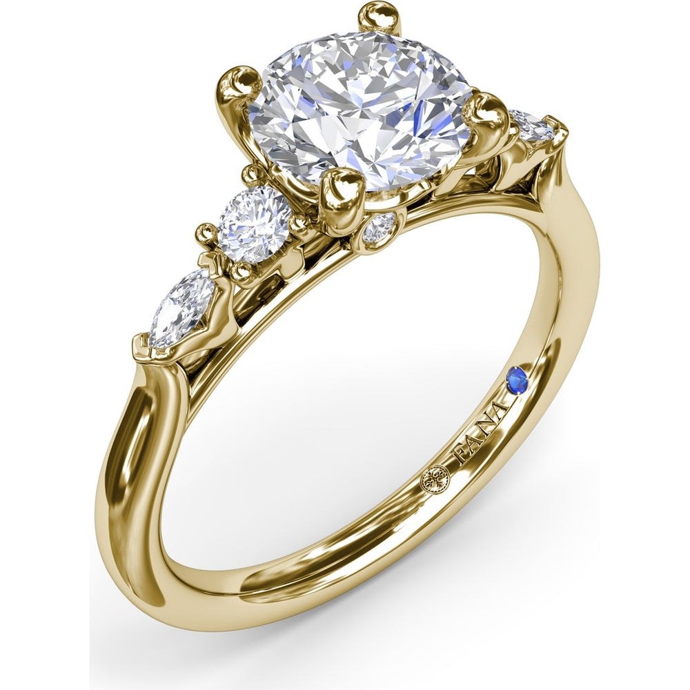 Engagement Ring Setting with Cushion Cut Center and Marquise Diamond Accents by Fana
